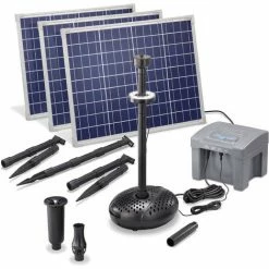 Solar Teichpumpe 150W 3500l/h Akku + LED Teich Solarpumpe Garten Esotec 101931