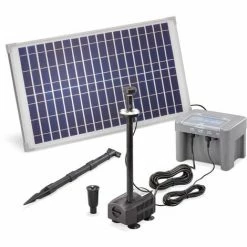 Solar Teichpumpe 25W 630l/h Akku + LED Teich Solarpumpe Garten Esotec 101925