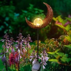 Solar Gartenstecker Mond Warmweiße LED Gartendeko Solarleuchte Esotec 102372