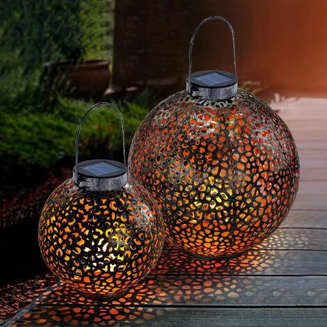 ESOTEC Metall Solarkugel 2er-Set Antik 20 und 30cm Ornament Garten Deko Solarleuchte ESOTEC Metall Solarkugel 2er-Set Antik 20 Und 30cm Ornament Garten Deko Solarleuchte -ESOTEC Shop 20155029 1