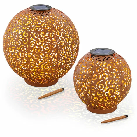 ESOTEC Metall Solarkugel 2er-Set Samira 20 und 30cm Rost Garten Deko LED Solarleuchte ESOTEC Metall Solarkugel 2er-Set Samira 20 Und 30cm Rost Garten Deko LED Solarleuchte -ESOTEC Shop 20155049 2