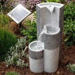 ESOTEC Solar Gartenbrunnen Akku Springbrunnen Wasserspiel Kaskaden Solarbrunnen 101315