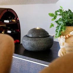 ESOTEC Springbrunnen Zimmerbrunnen + LED Licht Zierbrunnen Gartenbrunnen 230V 101400