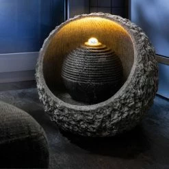 ESOTEC Springbrunnen Zimmerbrunnen + LED Licht Zierbrunnen Gartenbrunnen 230V 101401