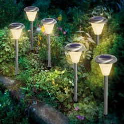 Modernes Solarleuchten 6er Set Warmweiß Solarlampe Wegeleuchte, Esotec 102478