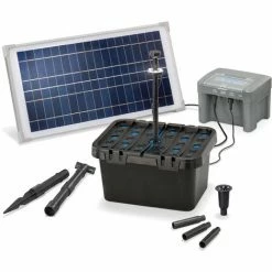 ESOTEC Shop 36 ESOTEC Solar Teichfilter Set 15/500 + Akku LED Solarpumpe Filter Gartenteich 101058