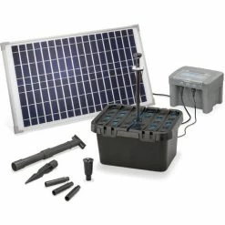 ESOTEC Shop 34 ESOTEC Solar Teichfilter Set 25/650 + Akku LED Solarpumpe Filter Gartenteich 101064