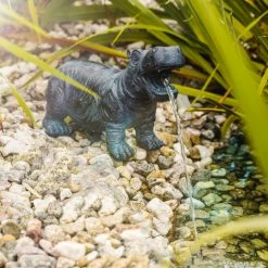 Wasserspeier Nilpferd + Solar Teichpumpe 5 Watt Wasserspiel Esotec 101658