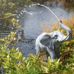 Wasserspeier Elefant + Solar Teichpumpe 12 Watt Wasserspiel Esotec 101654