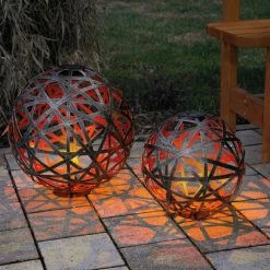 ESOTEC Metall Solarkugel Bahira 2er-Set 30 & 40 Cm Garten Deko LED Solarleuchte