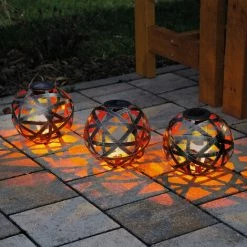 ESOTEC Metall Solarkugel Bahira 3er-Set 18 Cm Garten Deko LED Solarleuchte