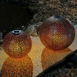 ESOTEC Metall Solarkugel Basima 2er-Set 30 & 40 Cm Garten Deko LED Solarleuchte
