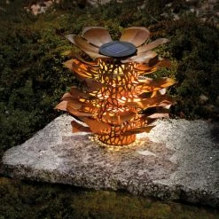 Rostfarbene Solar Dekoleuchte Außen Kokuna Esotec 102386