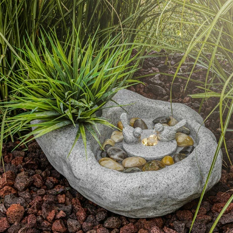 230 V Garten Dekobrunnen mit warmweißen LED Licht Zierbrunnen Vogeltränke Polyresin hellgrau - 42 x 32 x 17 cm - esotec 101457 230 V Garten Dekobrunnen Mit Warmweißen LED Licht Zierbrunnen Vogeltränke Polyresin Hellgrau - 42 X 32 X 17 Cm - Esotec 101457 -ESOTEC Shop 49255784 1