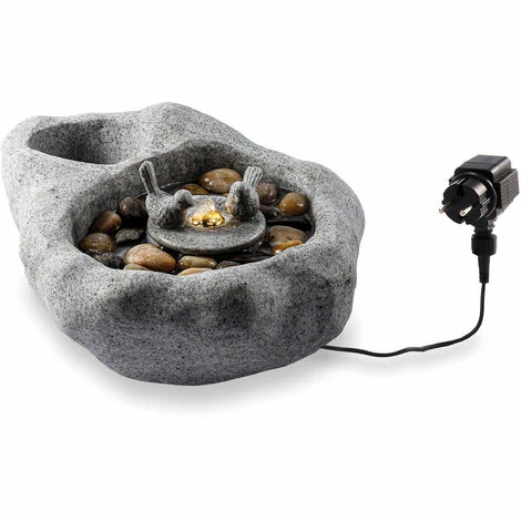 230 V Garten Dekobrunnen mit warmweißen LED Licht Zierbrunnen Vogeltränke Polyresin hellgrau - 42 x 32 x 17 cm - esotec 101457 230 V Garten Dekobrunnen Mit Warmweißen LED Licht Zierbrunnen Vogeltränke Polyresin Hellgrau - 42 X 32 X 17 Cm - Esotec 101457 -ESOTEC Shop 49255784 2