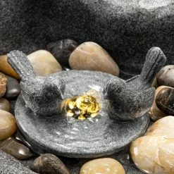 230 V Garten Dekobrunnen Mit Warmweißen LED Licht Zierbrunnen Vogeltränke Polyresin Grau - 42 X 32 X 17 Cm - Esotec 101456 -ESOTEC Shop 49255801 3