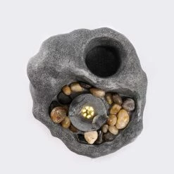 230 V Garten Dekobrunnen Mit Warmweißen LED Licht Zierbrunnen Vogeltränke Polyresin Grau - 42 X 32 X 17 Cm - Esotec 101456 -ESOTEC Shop 49255801 4