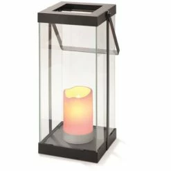 ESOTEC Designer Laternen Laternenleuchten/Dekorationsleuchten 2er Set "Garda" Aus Metall/Glas Mit Kunststoffkerzen Und Flackerlicht, Batteriebetrieben, Mit Timerfunktion -ESOTEC Shop 58584938 3
