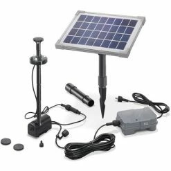 Solar Teichpumpe 5W Mit Akku Und LED Gartenteich Wasserspiel Teich Esotec 101920
