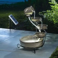 Solar Kaskadenbrunnen Mit Akku + LED Springbrunnen Gartenbrunnen Esotec 101300 -ESOTEC Shop 7942400 3