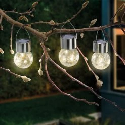 Solar Hängeleuchten 3er Set Glasmosaik Solarleuchten Glasleuchten Esotec 102309